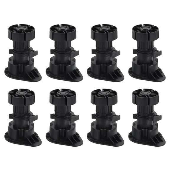 Adjustable Legs, 8 Pack 44 x 80mm - Furniture Leveling Foot, Thick Thin Legs Leveler Support for Bed Sofa (Black)