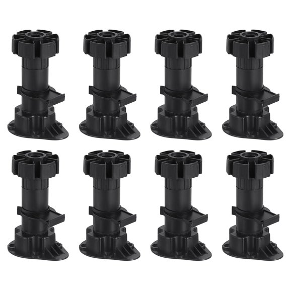 Adjustable Legs, 8 Pack 46 x 100mm - Furniture Leveling Foot, Thin Legs Leveler Support Frame for Bed Sofa (Black)