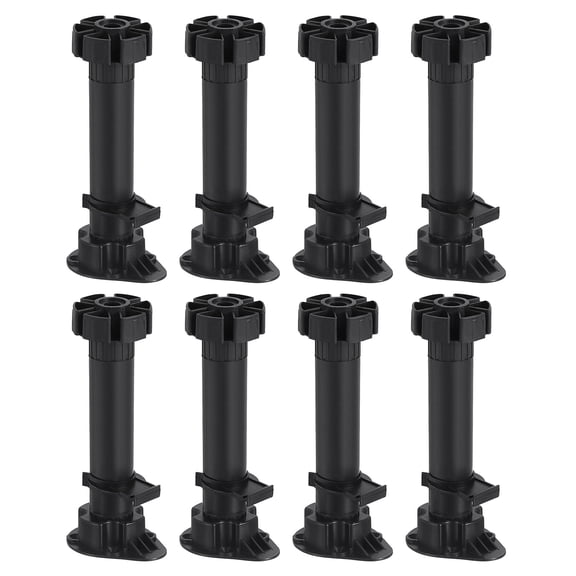 Adjustable Legs, 8 Pack 46 x 150mm - Furniture Leveling Foot, Thin Legs Leveler Support Frame for Bed Sofa (Black)