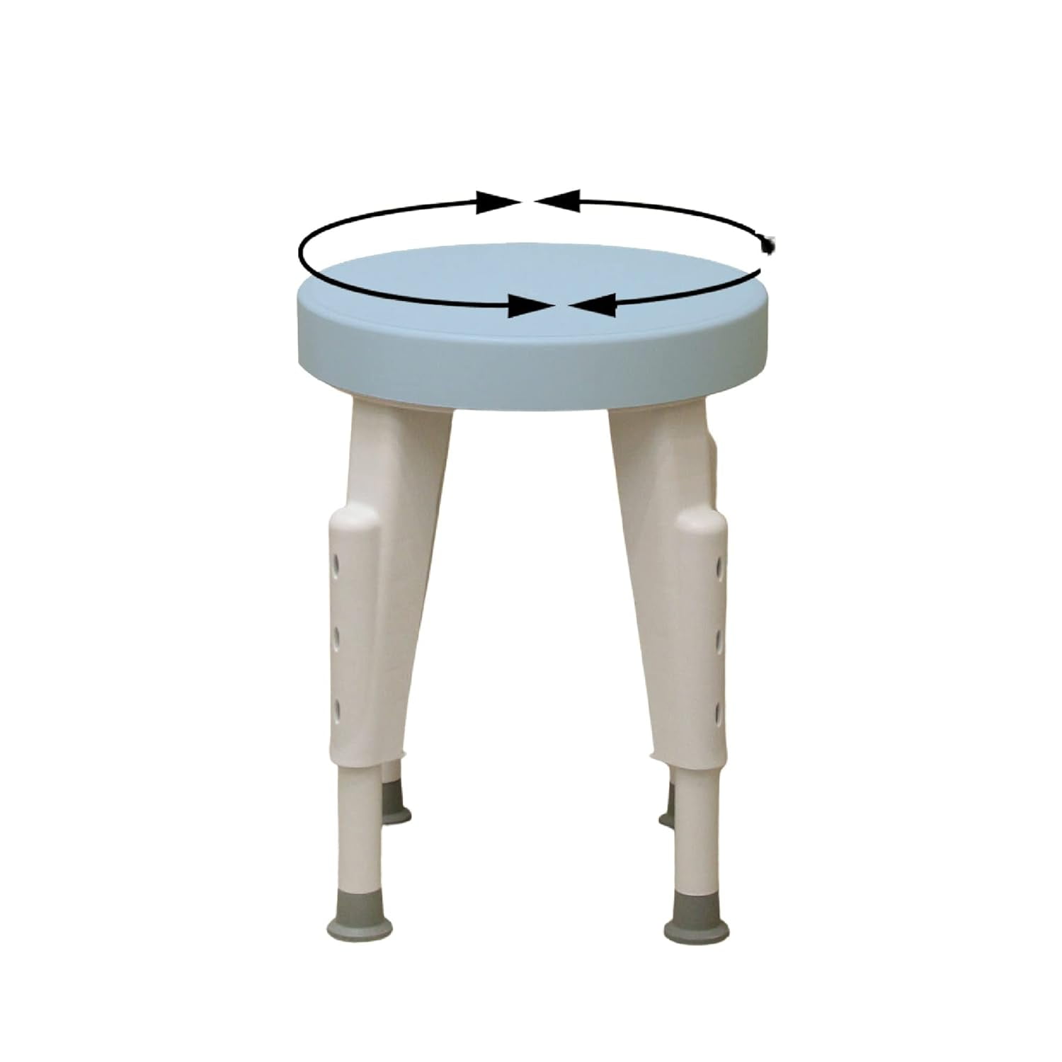 Adjustable Height Rotating Plastic Shower Stool with Non-slip Feet