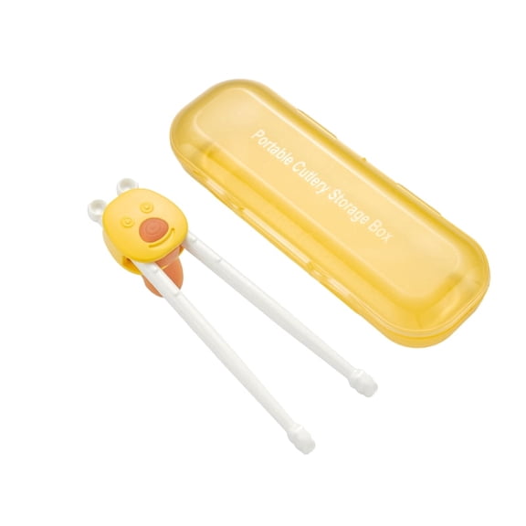 Adjustable Length Cute Bear Design Kids Training Chopsticks, BPA-Free Plastic Dishwasher Safe Utensils for Children, Easy Learning for Beginners
