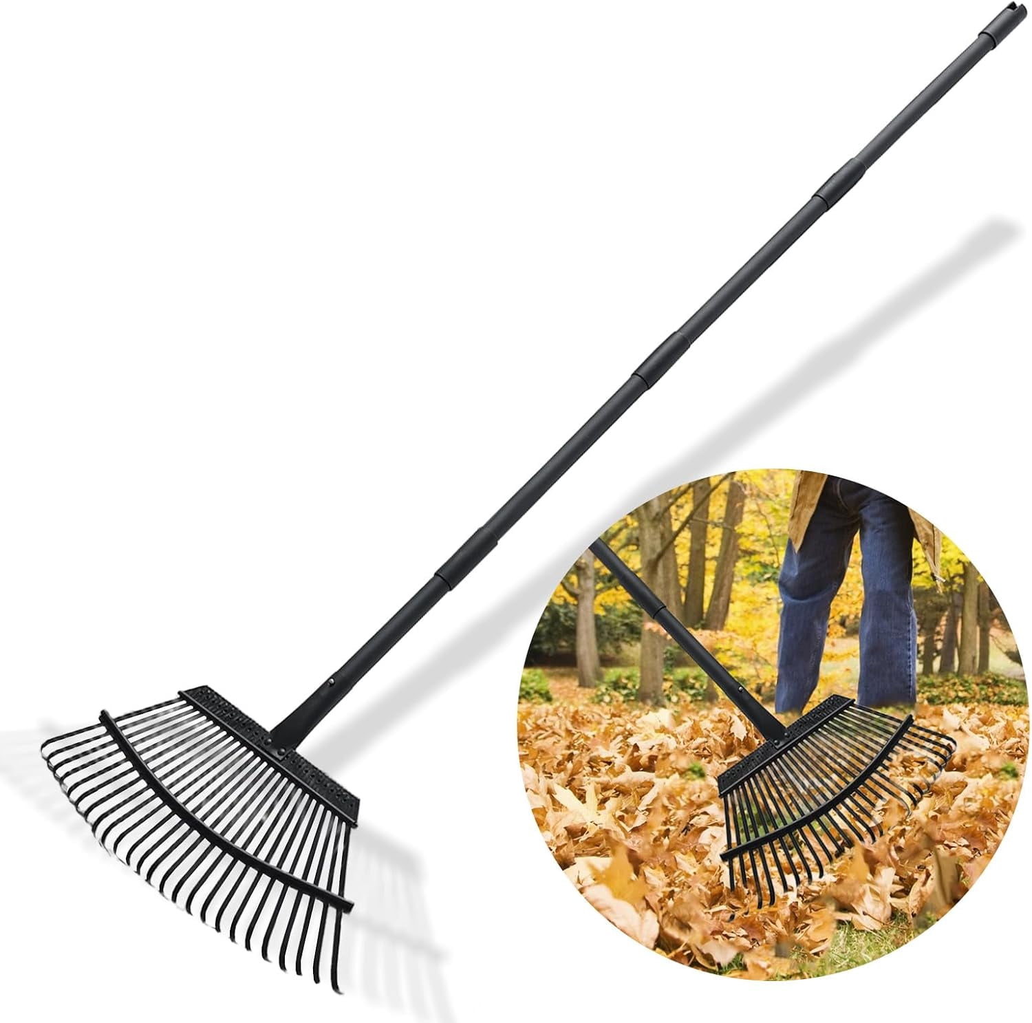 Adjustable - Length Garden Rake: Ideal for Effortless Leaf and Debris ...