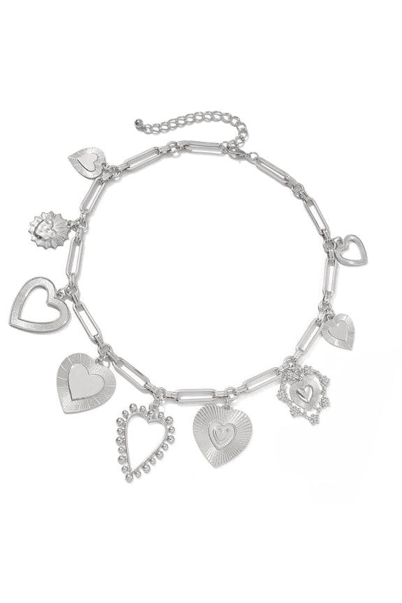 Adjustable Length Heart Pendant Necklace Geometric Clavicle Chain Accessory