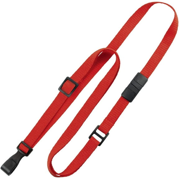 Adjustable Length Lanyard with "No-Twist" Wide Plastic Hook - Safety Breakaway Badge Holder - Metal Free Lanyards by Specialist ID (Red)