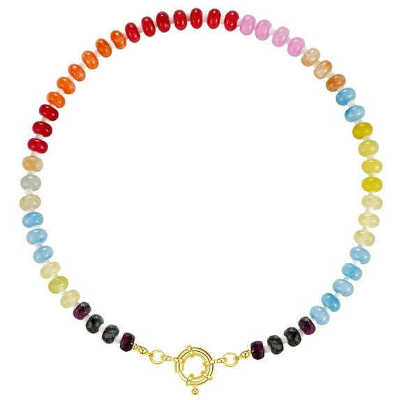 Adjustable Length Necklace Colorful Beads Necklace Statement Necklace Stone Bead Necklace Elegant Neckwear for Everyday