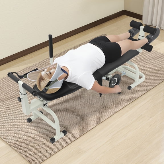 Adjustable Length Stretch Bench,Multifunctional Neck Stretcher Cervical Stretch Device, Cervical Lumbar Traction Bed, Back Stretch Bench Body Stretching Device for Home Use,Rehabilitation Centers