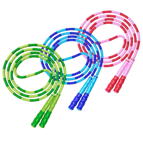Adjustable Length Tangle-Free Segmented Soft Beaded Fitness Skipping Rope for Kids, Man, and Women, 9.2 Feet