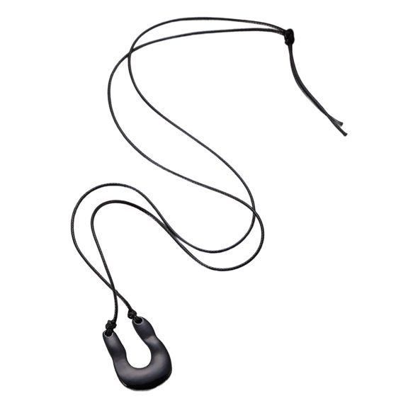 Adjustable Length U Shaped Pendant Necklace With Soft Leather Rope Stylish Layering for Casual or Formal Outfits