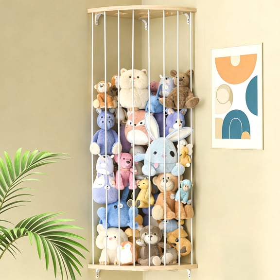 FZENeast Toy Storage Rack,Adjustable,Corner Toy Holder in Wood Design for Kids