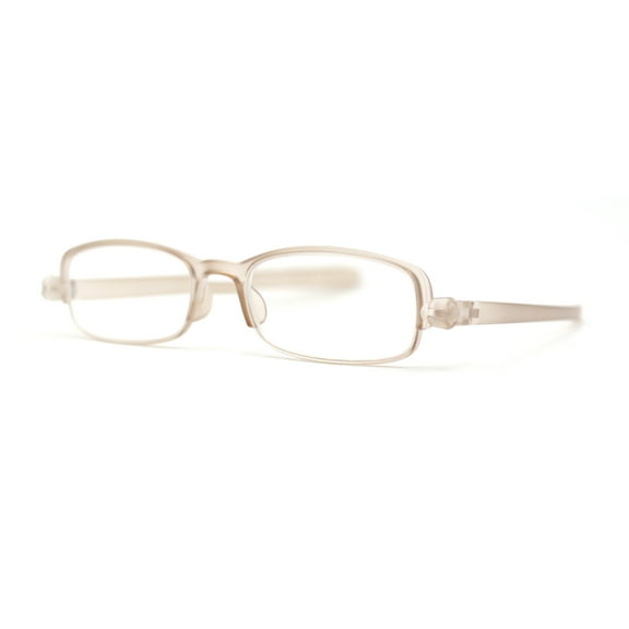 Adjustable Lens Angle Plastic Rectangular Reading Glasses Beige +2.50