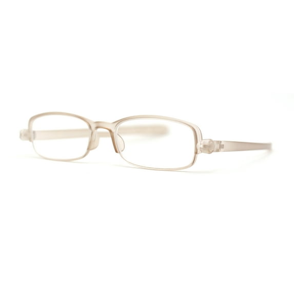 Adjustable Lens Angle Plastic Rectangular Reading Glasses Beige +3.5