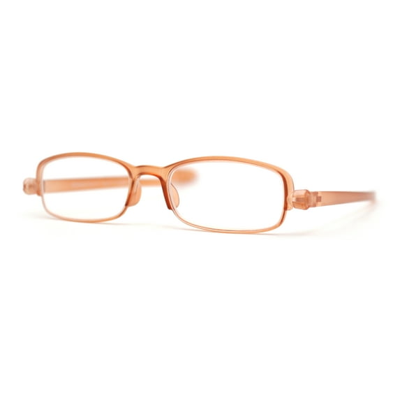 Adjustable Lens Angle Plastic Rectangular Reading Glasses Peach +3.5