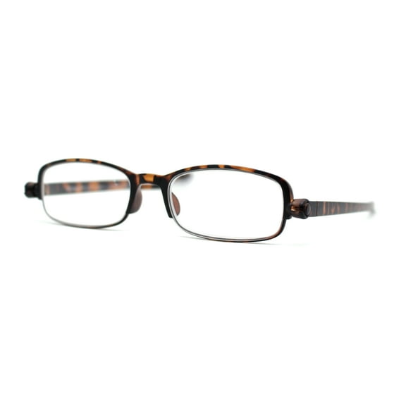 Adjustable Lens Angle Plastic Rectangular Reading Glasses Tortoise +1.50