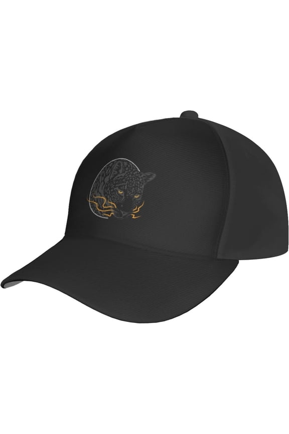 Adjustable Leopard Head with Bright Yellow Beard Baseball Cap for Men Women Low Profile 100% Cotton Golf Dad Hats