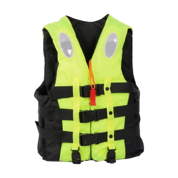 Adjustable Life Jacket with Buckle and Reflective Strips, Buoyancy Vest for Paddleboarding and Kayaking, High Visibility Outdoor Water Sports Safety(Green, S)