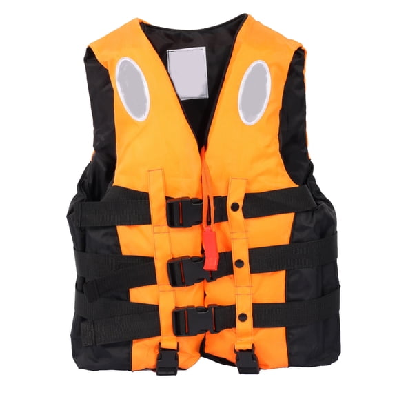 Adjustable Life Jacket with Buckle and Reflective Strips, Buoyancy Vest for Paddleboarding and Kayaking, High Visibility Outdoor Water Sports Safety(Orange, S)