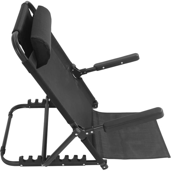 Adjustable Lifting Bed Backrest with Armrest, Large Folding Bed Rest Sitting up 8 Levels 40°- Approaching 90°, Multifunction Portable Backrest Support with Pillow for Neck Head (Black)