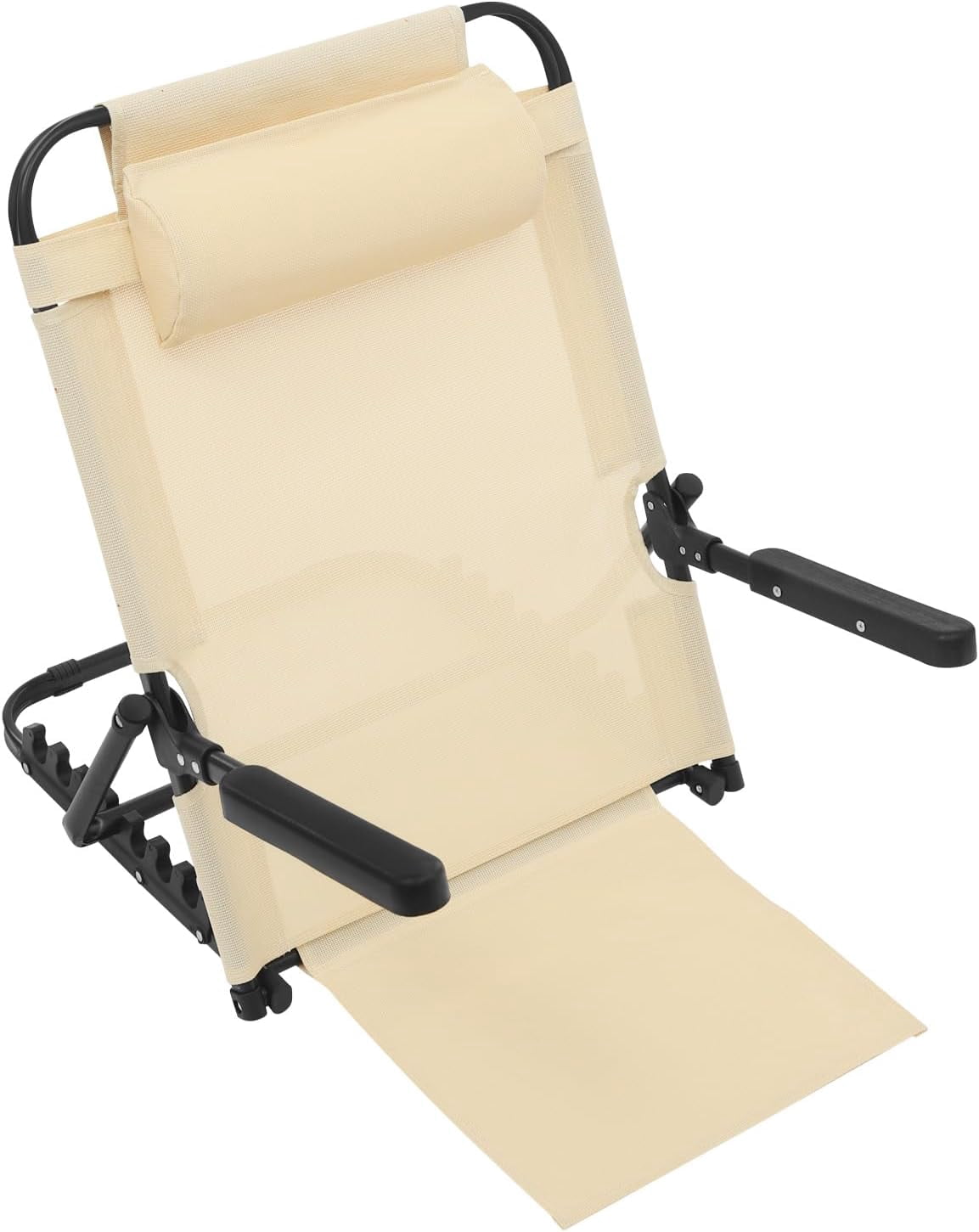 Adjustable Lifting Bed Backrest with Armrest, Large Folding Bed Rest Sitting up Multifunction Portable Backrest Support with Pillow for Elderly Patients Back Neck Lumbar Support