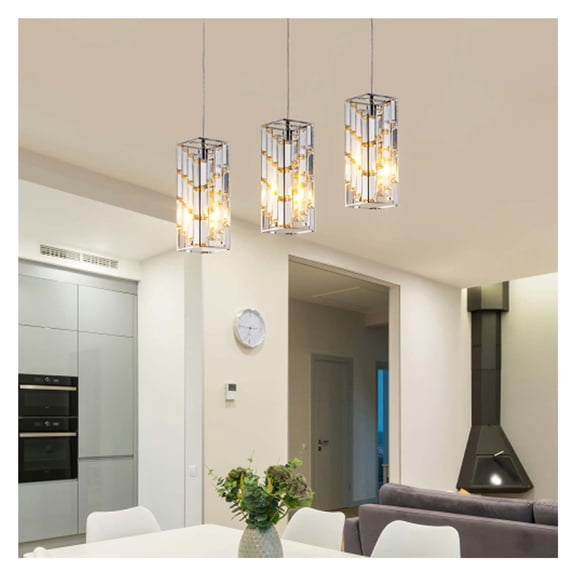 Adjustable Light Pendant Modern Pendant Lights- Crystal Prism Hanging Ceiling Lamp for Dining Room, Kitchen Island, Living Room, Bedroom & Entryway Decor,3 Pack Lights
