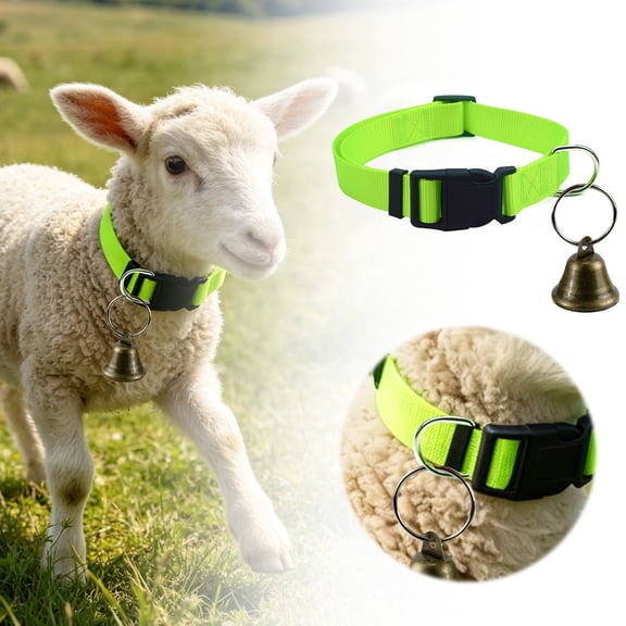 Adjustable Livestock Collar with Bell, Nylon Farm Animal Neck Strap, High Visibility Goat Sheep Collar – Durable Buckle & Loud Ringing Bell for Cattle Horses