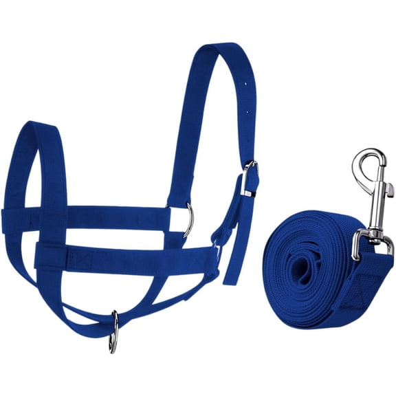 Adjustable Livestock Halter With Lead Rope Nylon Training Halter For Cattle Cow Sheep Goat Horse Farm Use