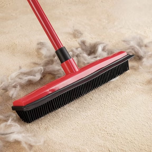 Adjustable Long Handle Carpet Broom, Multi-Surface Floor Sweeper for Carpet, Hardwood, Tile, Dust & Fur Removal Tool for Home