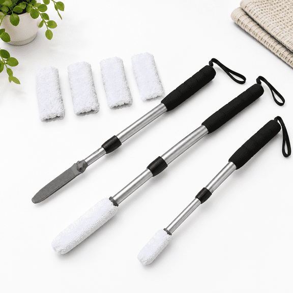 Adjustable Long Handle Cleaning Brush Lotion Applicator for Foot Care, 18.5-29in, White