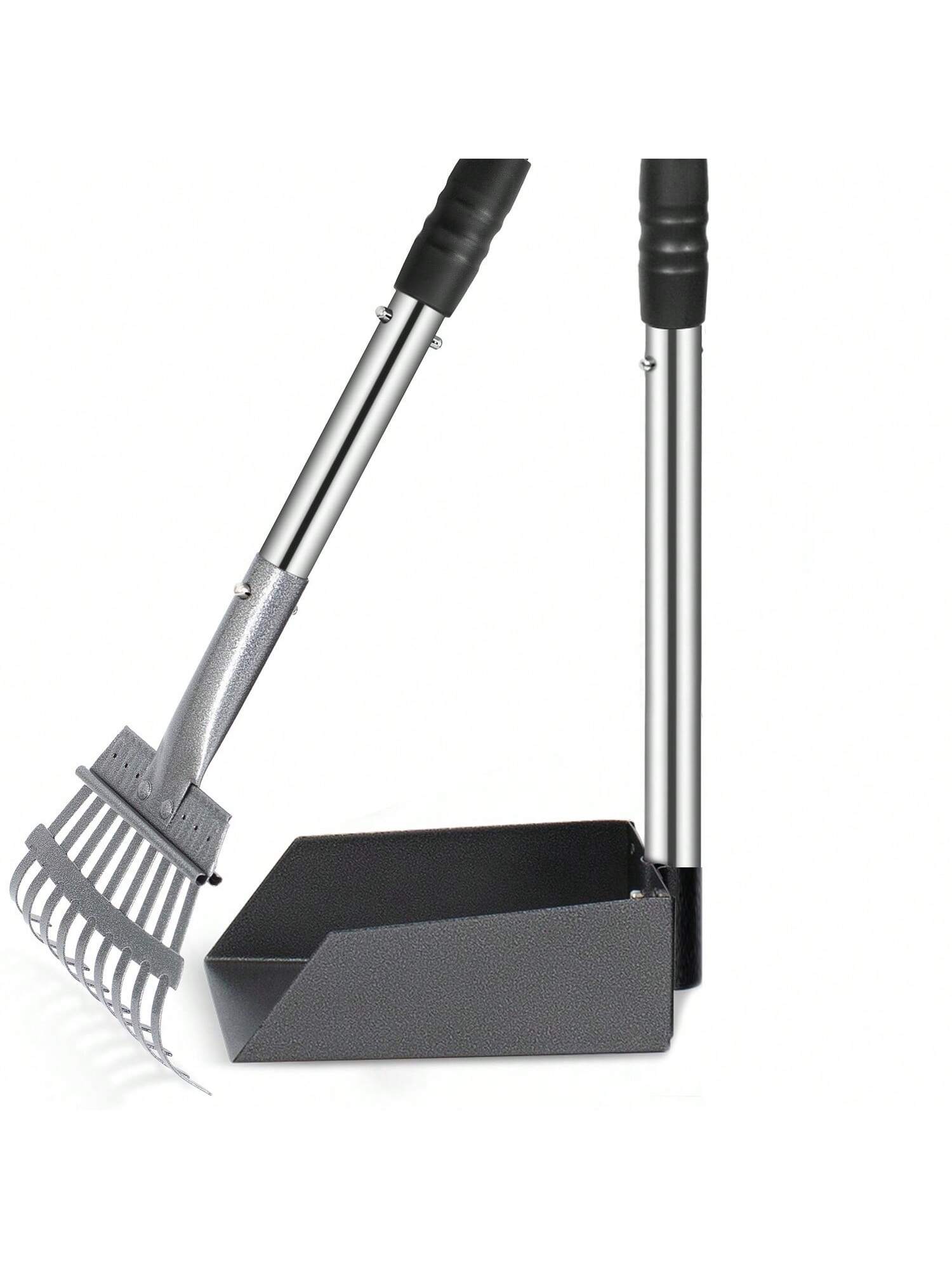 Adjustable Long-Handled Durable Metal Rake And Tray Set For Dogs ...