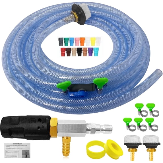 Adjustable Long-Range External Nozzle Kit 4-4.5 GPM 18FT 1/4" Quick Connect Brass Fittings at Nozzle and Screen Easy Assembly with Hot Water Soak 2500-4000 PSI for Ground House Washing