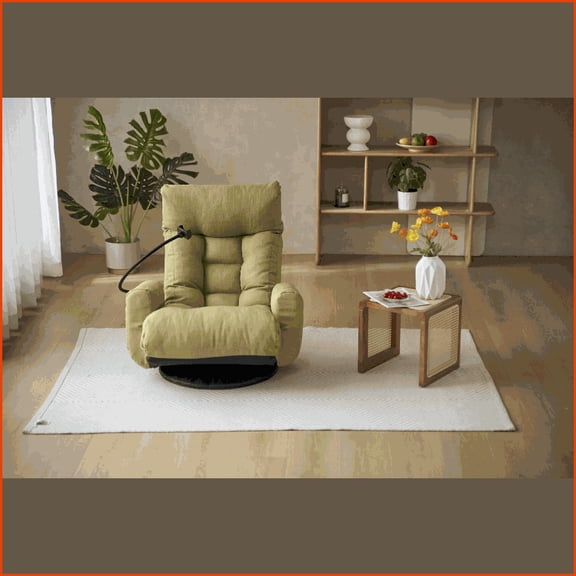 Adjustable Lounge Sofa Chair, 360 Rotatable 5-Position Ergonomic with Phone Holder | Green | Metal