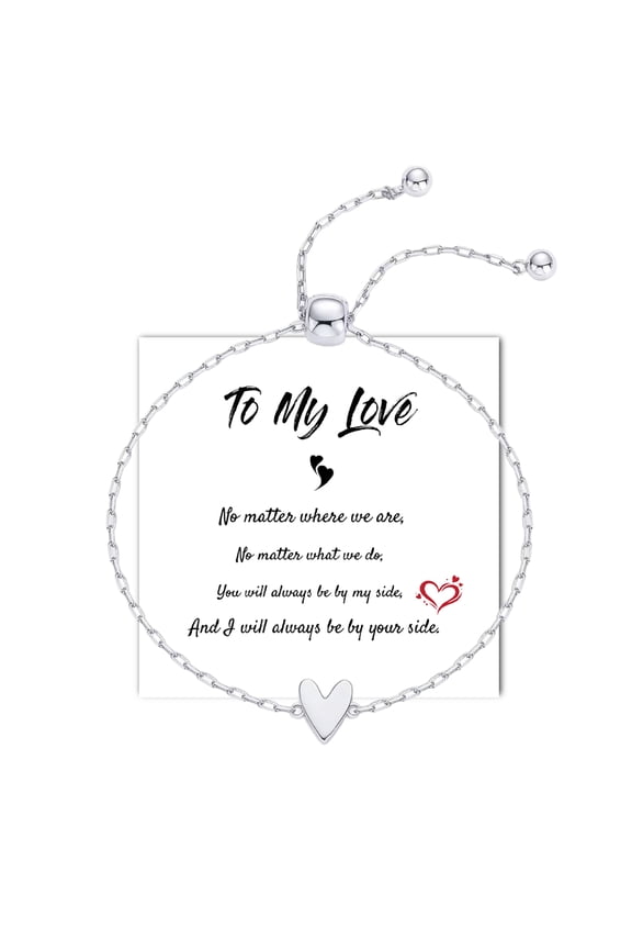 Adjustable Love Friendship Two Bracelet Pack, Stainless Heart Adjustable Stackable Mother Daughter Bracelets, Forever Bond for Valentine Birthday, Anniversary Gifts (Silver Small heart)