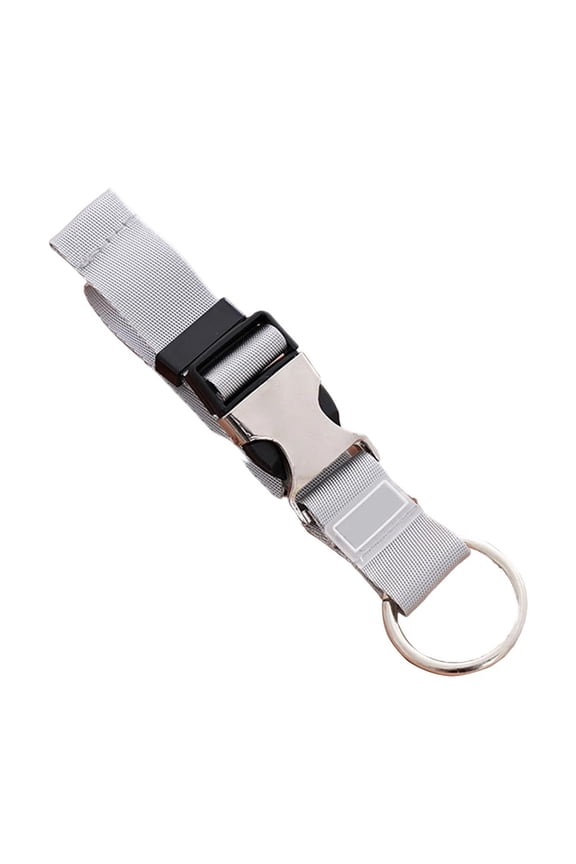 Adjustable Luggage Add a Bag Strap with Metal Ring - Multi-Use Travel Attachment for Backpack, Handbag & Shopping Bag - Firm Buckle & Sturdy Webbing for Secure Holding Gray
