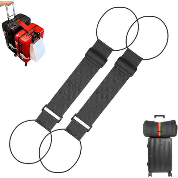 Adjustable Luggage Strap Bungee for Suitcase Handle, Adjustable Luggage Strap for Secure Stacking & Hands-Free Travel, Lightens Load, Easy to Identify Travel, for Suitcases (Orange, 4PCS)