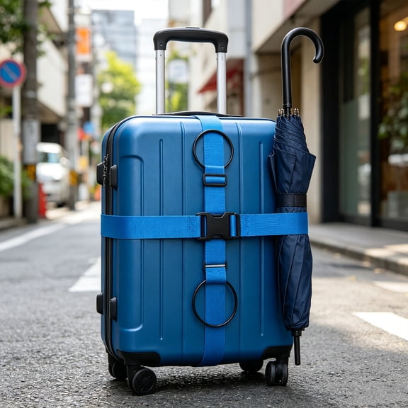 Adjustable Luggage Straps – Elastic Bungee Connector for Suitcase, 25.2" x 2.4", Travel Essential, Blue
