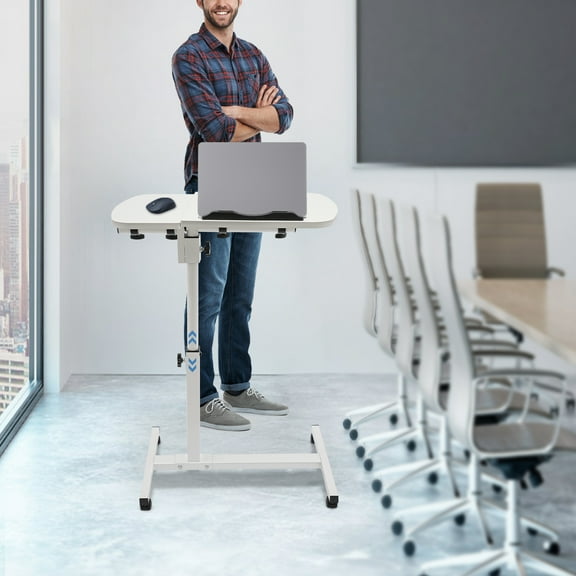 Adjustable MDF Computer Desk with Free Lifting & Rotating Desktop, Compact & Space-Saving for Home or Office Use