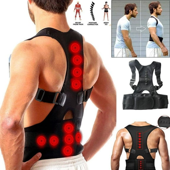 Adjustable Magnetic Back Support Posture Corrector Belt Pain Relief Shoulder Lumbar Brace Strap