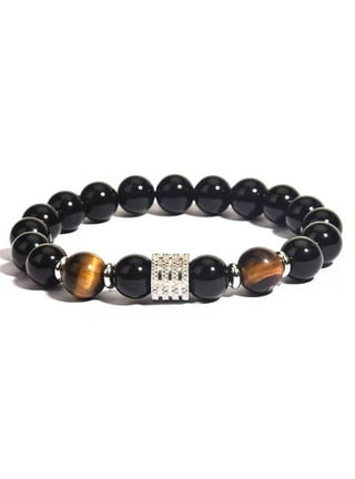 2pcs Triple Protection Crystal Bracelet Spiritual Healing for Men Women  Natural Yellow Blue Tiger Eye and Black Obsidian 8mm Stone Bead Energy  Crystal Bracelet - Bring Good Luck and Happiness 