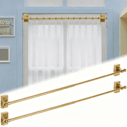 2sets Magnetic Curtain Rods for Metal Doors, Adjustable 17.3-33.4 inch No Drill Curtain Rod for Window, Fridge, Cabinet, Iron Rod