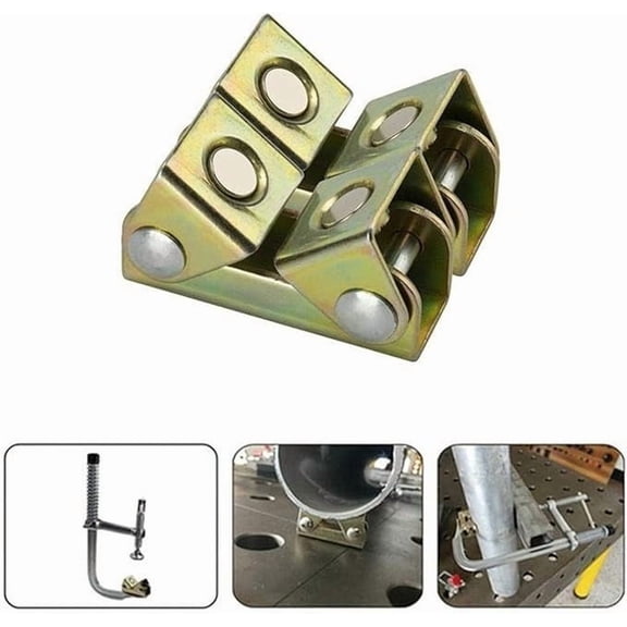 Adjustable Magnetic V-Type Welding Clamp - Stainless Steel V Pads for Tack Welding on Round, Flat Metals - 1 Piece silvery