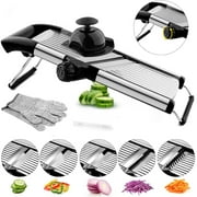 Adjustable Mandoline Slicer for Kitchen, Stainless Steel Food Vegetable Potato Onion Slicer French Fry Cutter, Slicer Julienne with Gloves,IFCOW