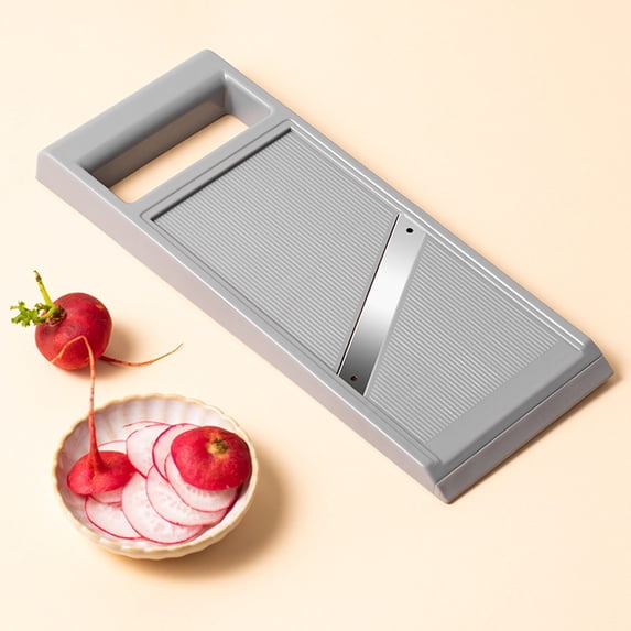 Adjustable Manual Mandoline Slicer with Non Slip Base and Hanging Hole, Professional Kitchen Gadget for Evenly Slicing Potatoes, Cucumbers and Radishes, Safe for Meal Prep, 1pcs, Gray