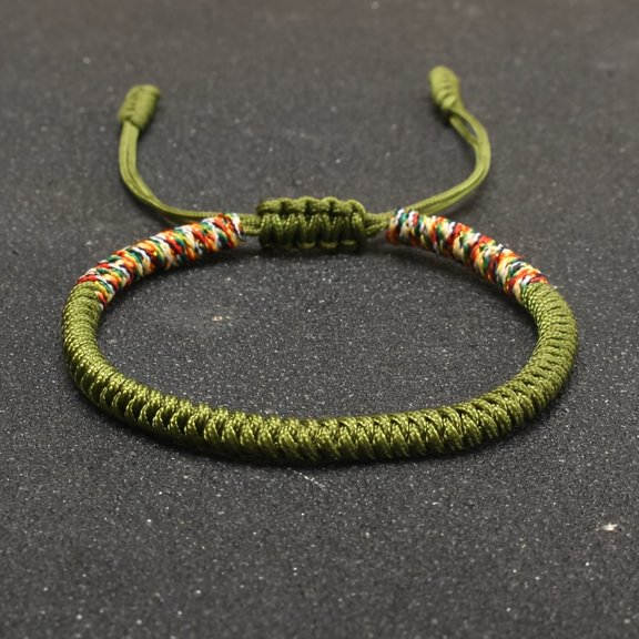 Adjustable Manual Weaving Buddhist Bracelets -FASHION NYLON, Color Red Rope Design Men's Model,Military green