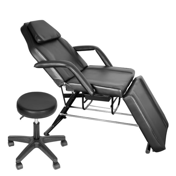 Adjustable Massage Table Facial Esthetician Bed with Rolling Stool, Lash Massage Table, Multi-Purpose Black Lash Bed with Removable Arm for Spa Salon Facial Treatments Black