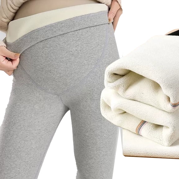 Adjustable Maternity Leggings High Waisted Maternity Pants, Winter Thermal Fleece Lined Tights, Pregnant Women's Stretch Joggers With Belly Support, Warm Casual Lounge Pants
