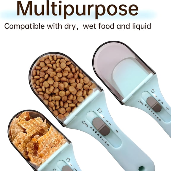 Adjustable Measuring Cups Spoons With Clear Scales - Accurate Kitchen Gadgets For Cooking & Baking And Dog, Cat And Rabbit Or Bird, Puppy Measuring Cup Adjustable Pet Food Measuring Cup With Scale