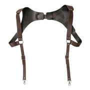 Adjustable Mens Leather Suspenders Half Harness Belt with Metal No-slip Clips for Men Club Role Play