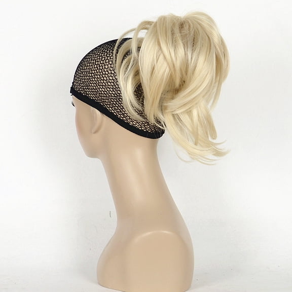 Adjustable Messy Style Ponytail Hair Extension Synthetic Hairpiece with Jaw Claw Amazing Shape For Women, 613 Blonde