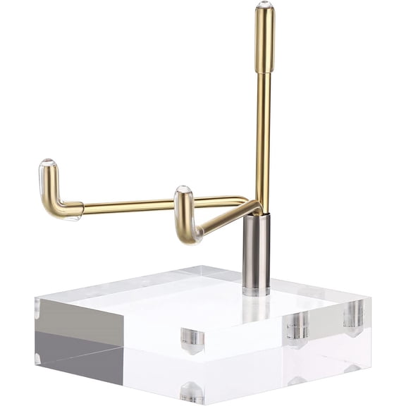 Adjustable Metal Arms Display Stand Easel with Acrylic Base Small Display Easel Holder for Fossil Coral Geodes Rock Mineral Agate Crystals Seashell and Small Collectibles, 2x2x3 inch