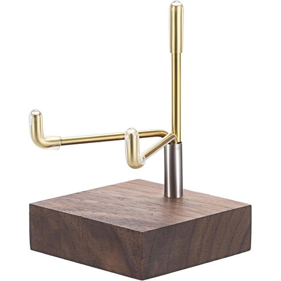 Adjustable Metal Arms Display Stand Easel with Wooden Base - Small Display Easel Holder for Displaying Fossil Coral Geodes Rock Mineral Agate Plate Seashell and Photos, 2"x2"x3.2"