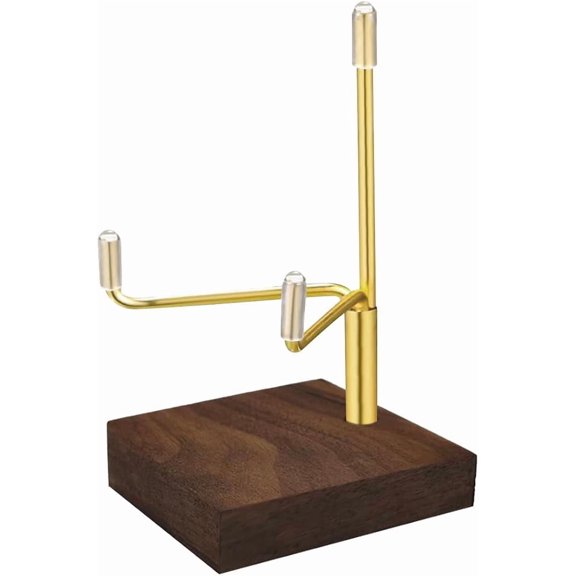 Adjustable Metal Arms Display Stand with Solid Walnut Base for Plates Picture Frames Rocks Minerals Fossils and Pet Memorials